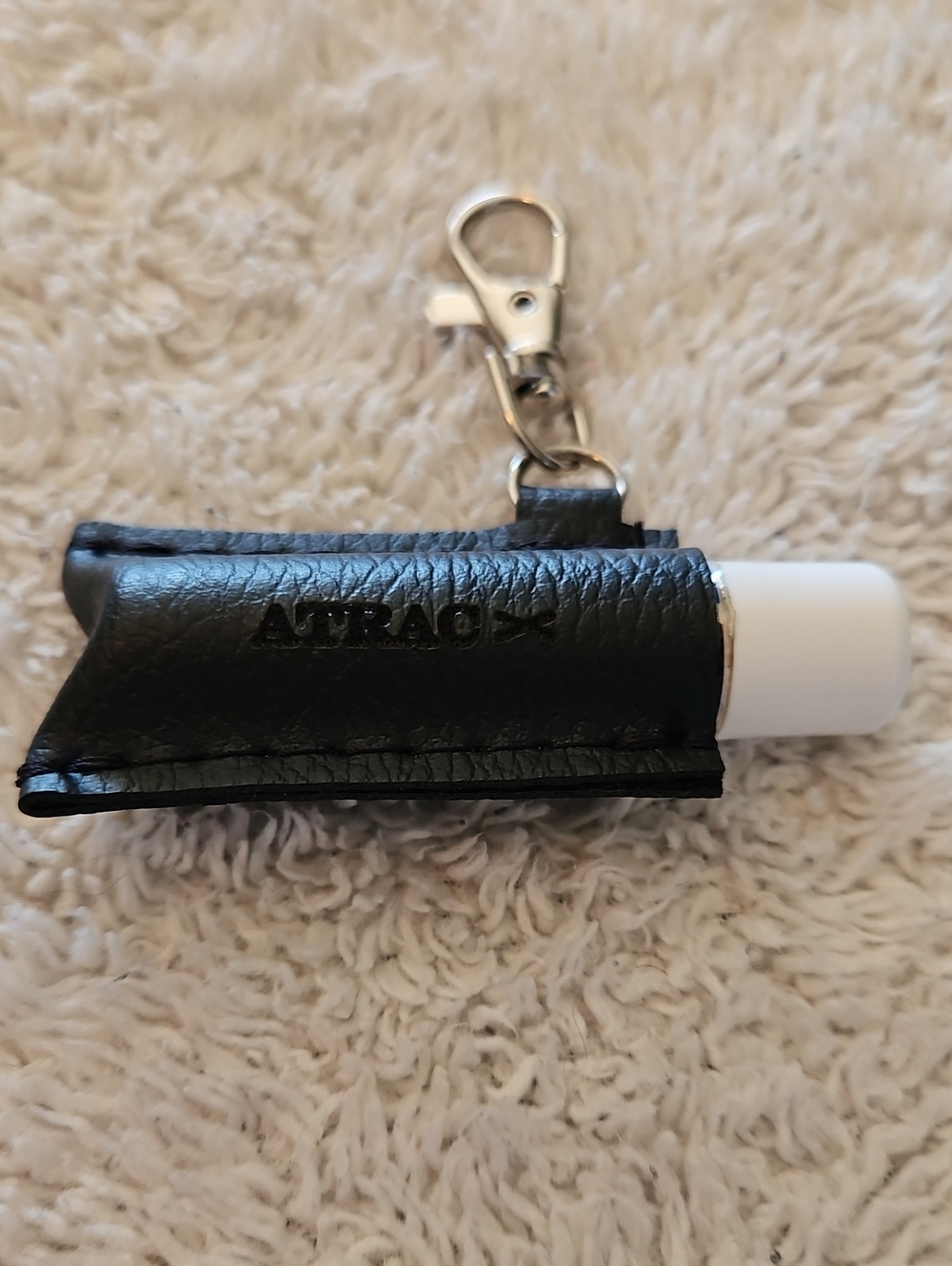 LaVieatrac Black Leather Lip Balm Holder Keychain